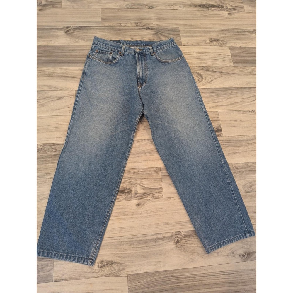 Vtg Lucky Brand Dungarees Jeans Mens 33 Tag Measures 32x27 Flat Lay USA Made